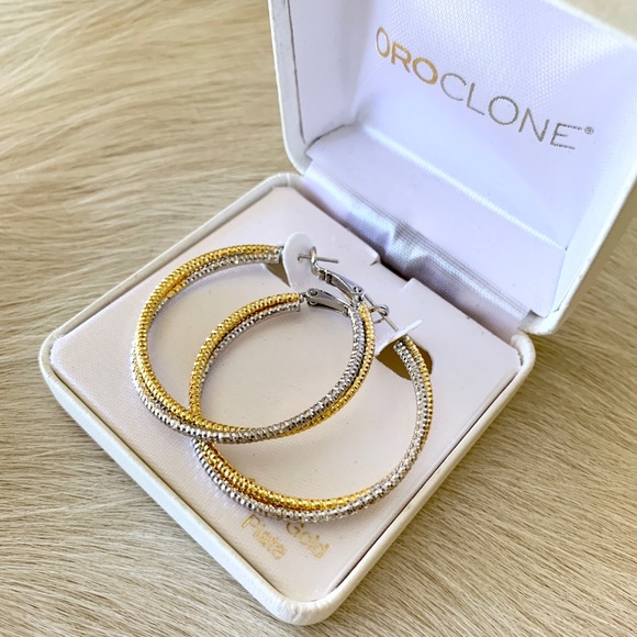 OroClone Jewelry - Two-tone 14k gold plated hoop earrings